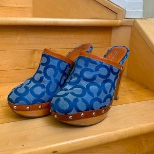 Coach Blue Denim Bacall Clogs size 6.5